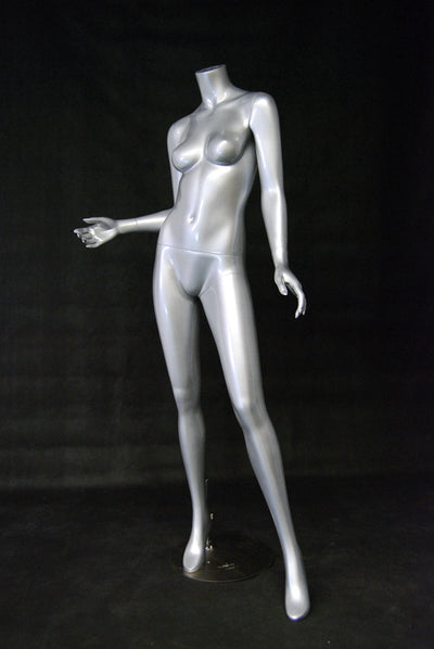 Frankie 1: Headless Female Mannequin: Glossy Grey/Silver