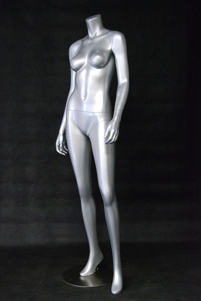 Frankie 2: Headless Female Mannequin: Glossy Grey/Silver