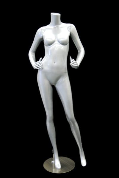 Frankie 3: Headless Female Mannequin: Glossy Grey/Silver
