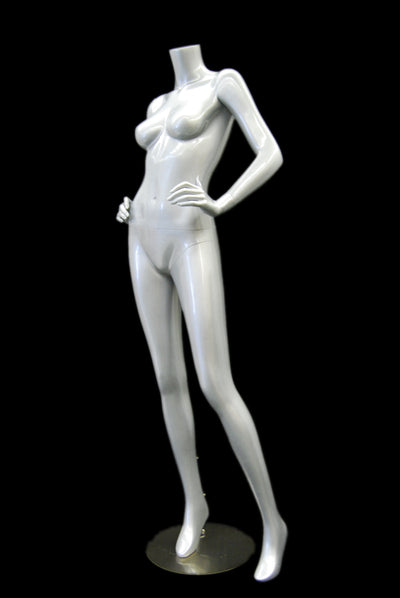 Frankie 3: Headless Female Mannequin: Glossy Grey/Silver