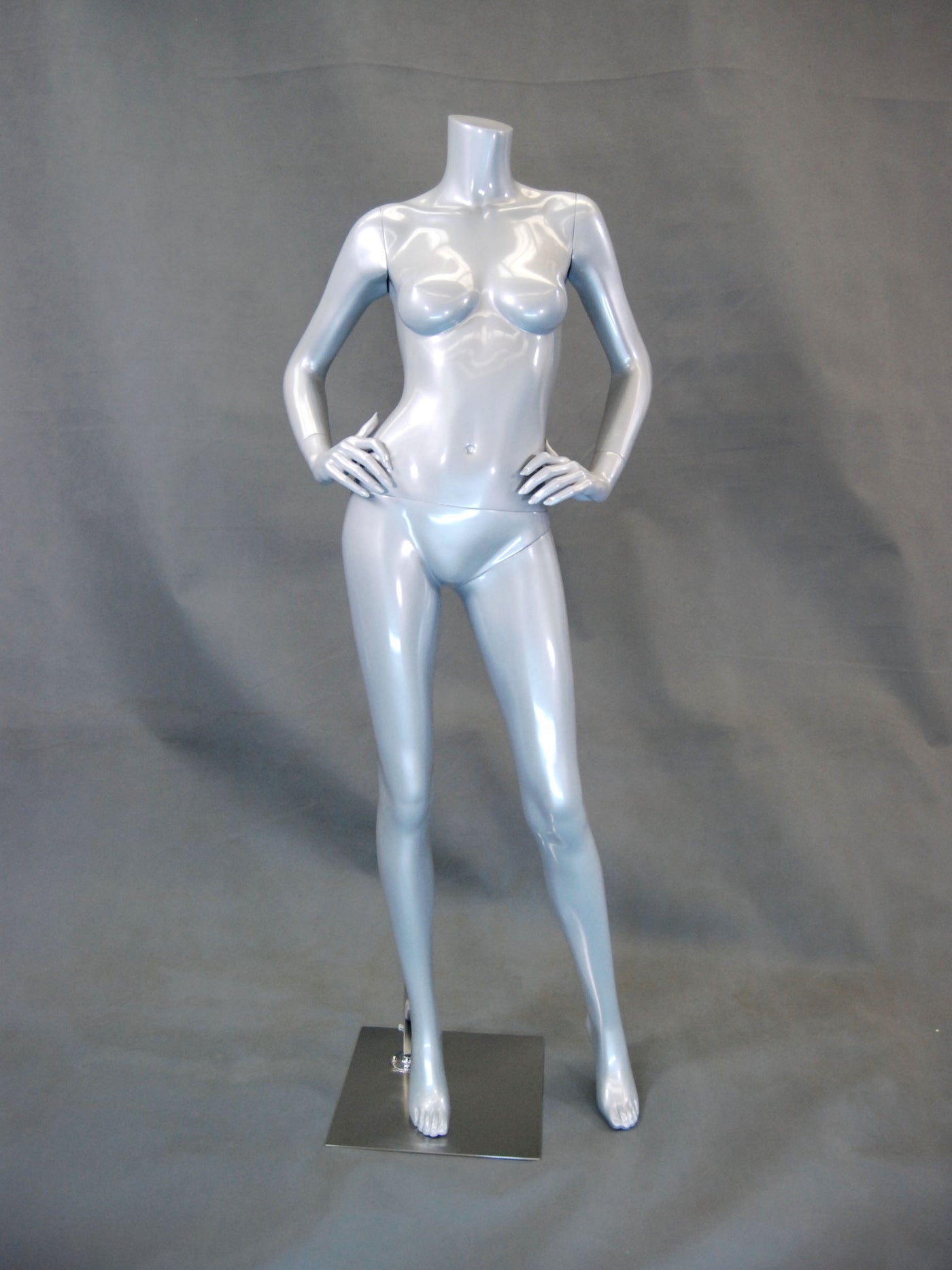 Frankie 3: Headless Female Mannequin: Glossy Grey/Silver