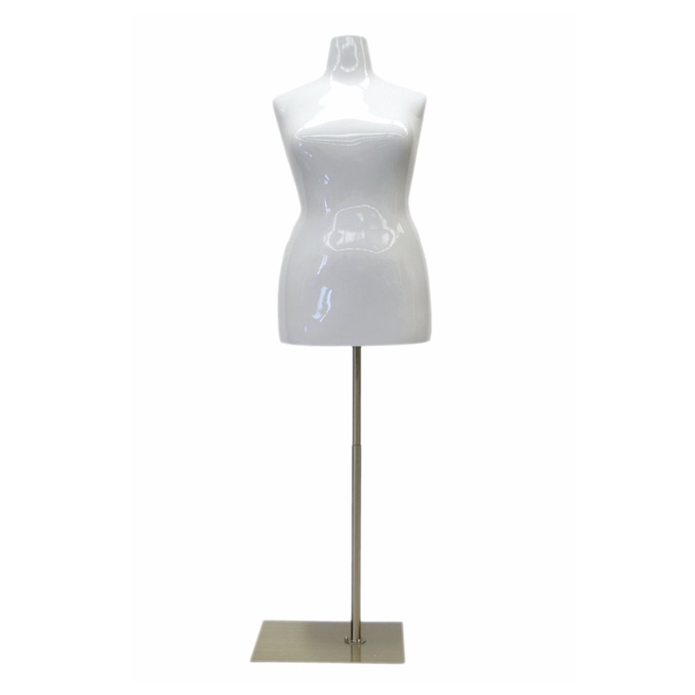 Plus Size Female Mannequin Torso in Glossy White: 18/20