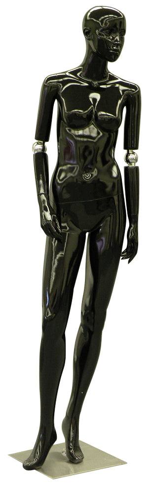 Realistic Female Mannequin with Bendable Arms #1 - Black Glossy
