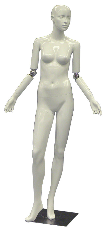 Realistic Female Mannequin with Bendable Arms #1 - White Glossy