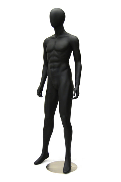 Aidan: Egghead Male Mannequin in Matte Black