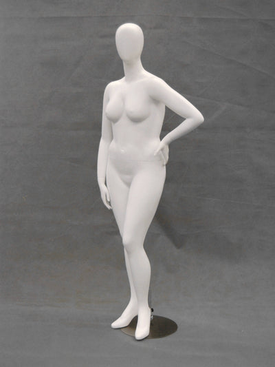 Nancy 3, Plus-Size Female Egghead Mannequin in Matte White