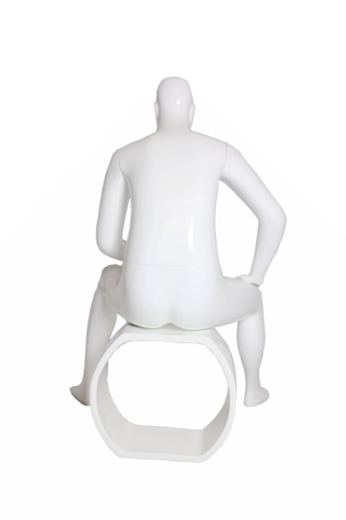 Jin: Abstract Male Mannequin Seated: White Glossy