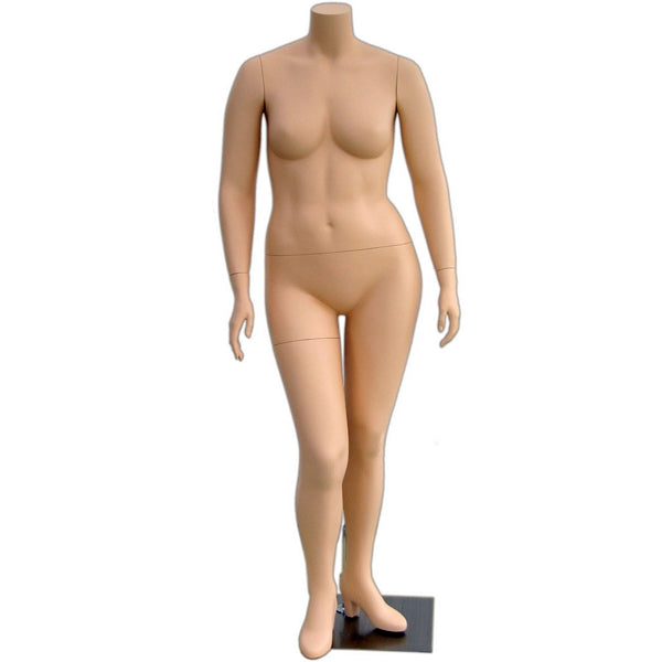 Nanette: Plus Size Headless Female Mannequin in Tan