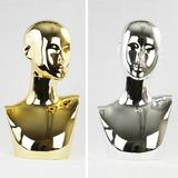 Chrome-plated Female Abstract Mannequin Head Display: Gold or Silver