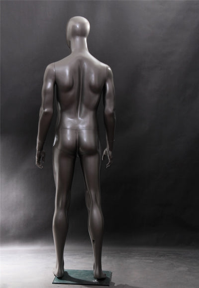 Ansel: Egghead Male Mannequin in Standing Pose 4, Metallic Grey