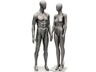 Egghead Female Mannequin in Standing Pose: Metallic Grey