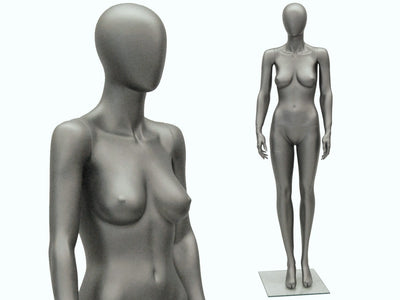 Egghead Female Mannequin in Standing Pose: Metallic Grey