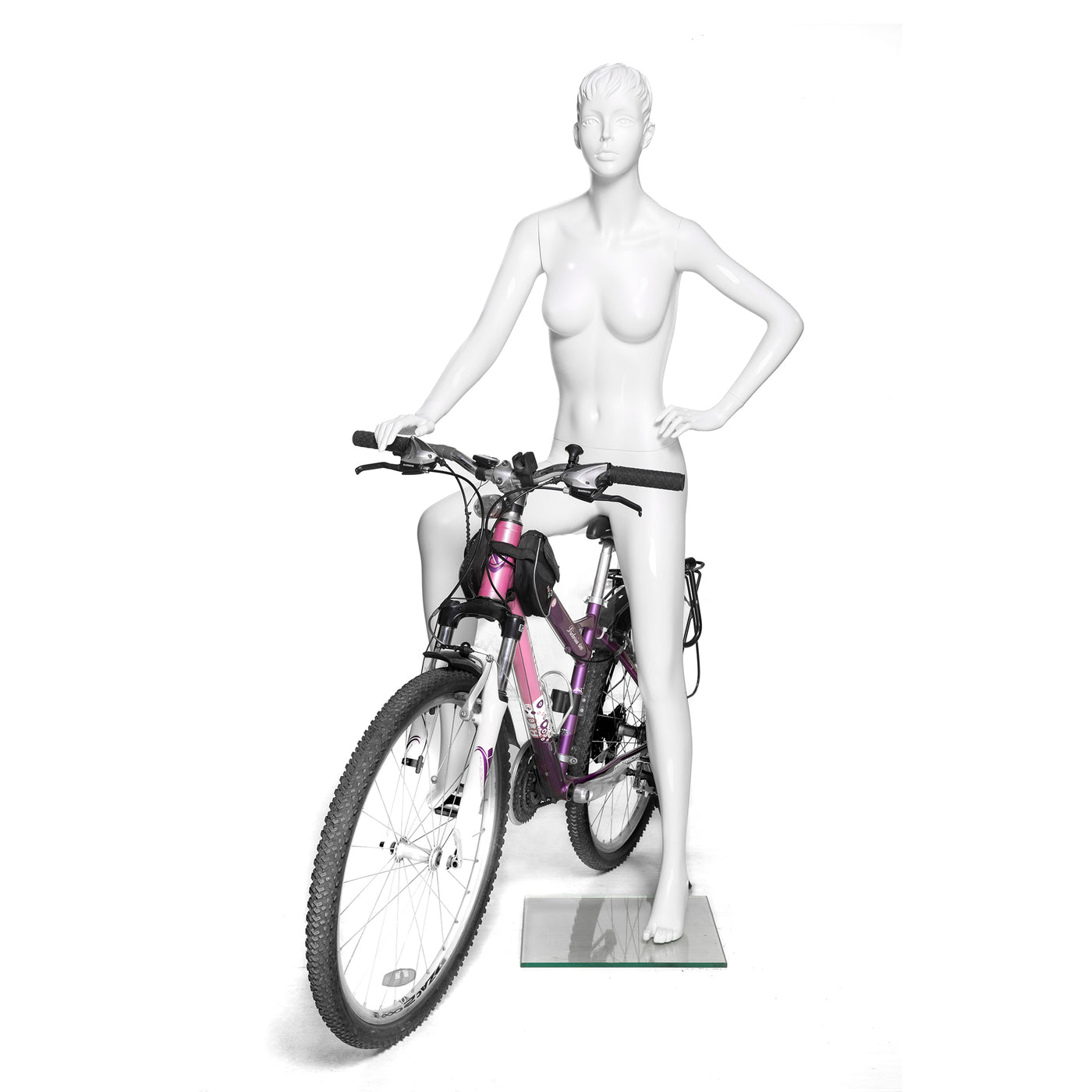 Bicycle Rider Female Mannequin Glossy White
