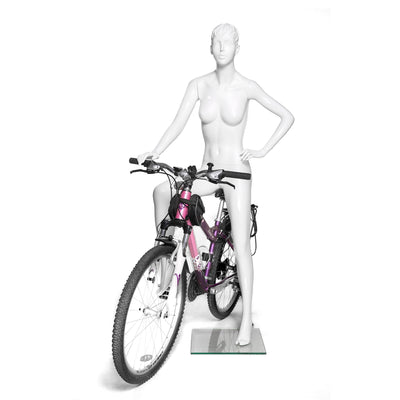 Bicycle Rider Female Mannequin Glossy White