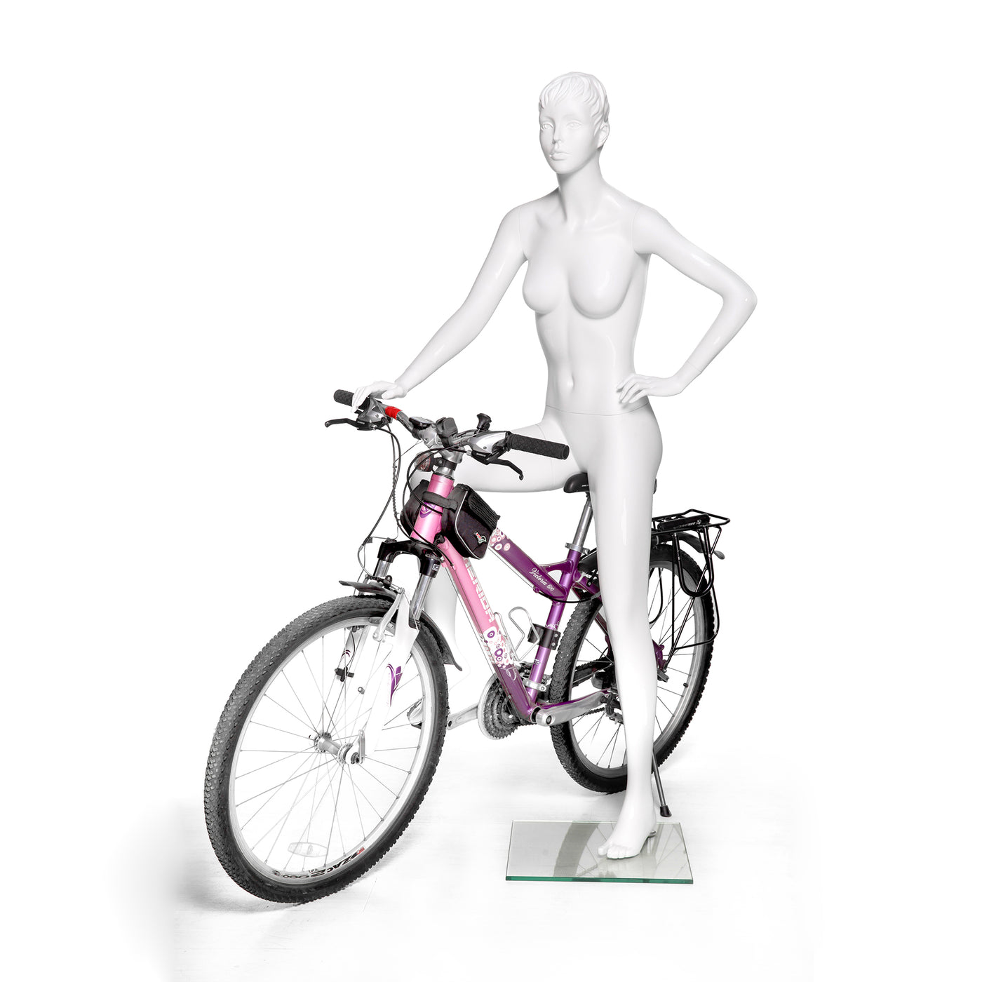 Bicycle Rider Female Mannequin Glossy White