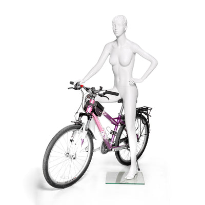Bicycle Rider Female Mannequin Glossy White