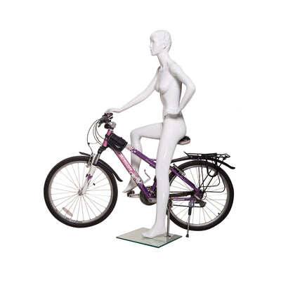Bicycle Rider Female Mannequin Glossy White