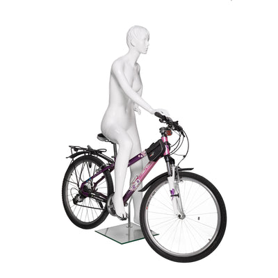 Bicycle Rider Female Mannequin Glossy White