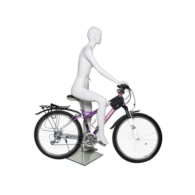Bicycle Rider Female Mannequin Glossy White