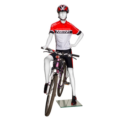Bicycle Rider Female Mannequin Glossy White