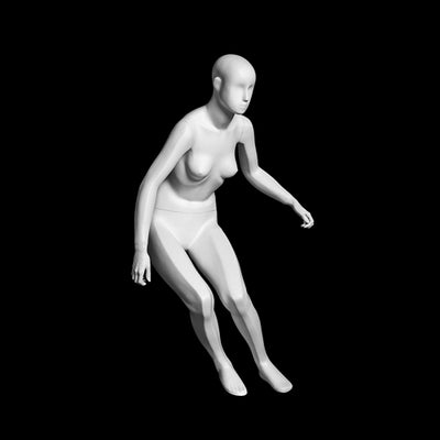 Skiing Egghead Female Mannequin: Glossy White