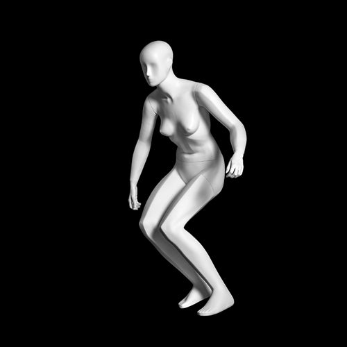 Skiing Egghead Female Mannequin: Glossy White