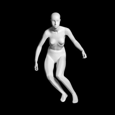 Skiing Egghead Female Mannequin: Glossy White