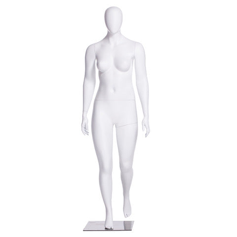 Lizzy 1, Plus-Size Female Egghead Mannequin in Matte White
