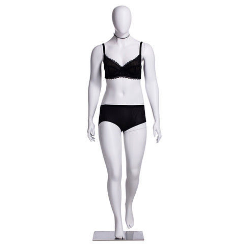 Lizzy 1, Plus-Size Female Egghead Mannequin in Matte White