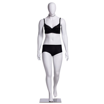 Lizzy 1, Plus-Size Female Egghead Mannequin in Matte White