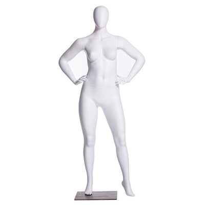 Lizzy 2, Plus-Size Female Egghead Mannequin in Matte White