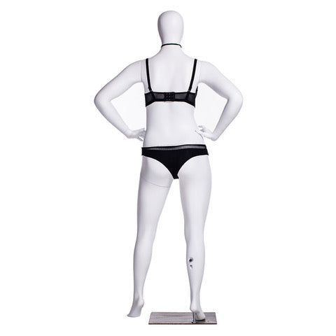 Lizzy 2, Plus-Size Female Egghead Mannequin in Matte White