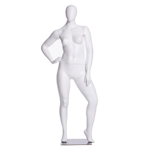 Lizzy 3, Plus-Size Female Egghead Mannequin in Matte White