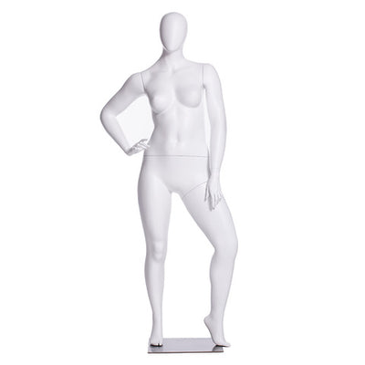 Lizzy 3, Plus-Size Female Egghead Mannequin in Matte White
