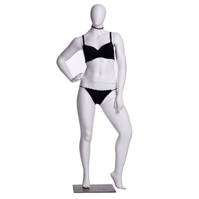 Lizzy 3, Plus-Size Female Egghead Mannequin in Matte White