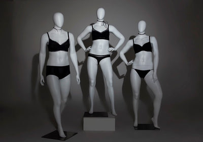 Lizzy 1, Plus-Size Female Egghead Mannequin in Matte White