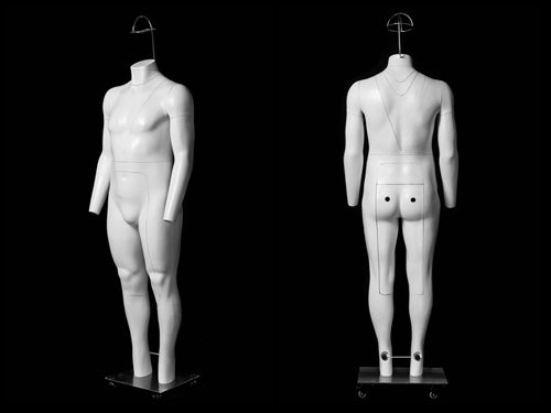 Big & Tall Male "Ghost" Mannequin Deluxe Version with Non-Rotating Base