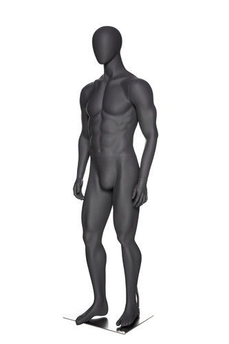 Sports Egghead Male Mannequin Standing Pose 3: Matte Grey