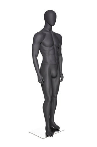 Sports Egghead Male Mannequin Standing Pose 3: Matte Grey