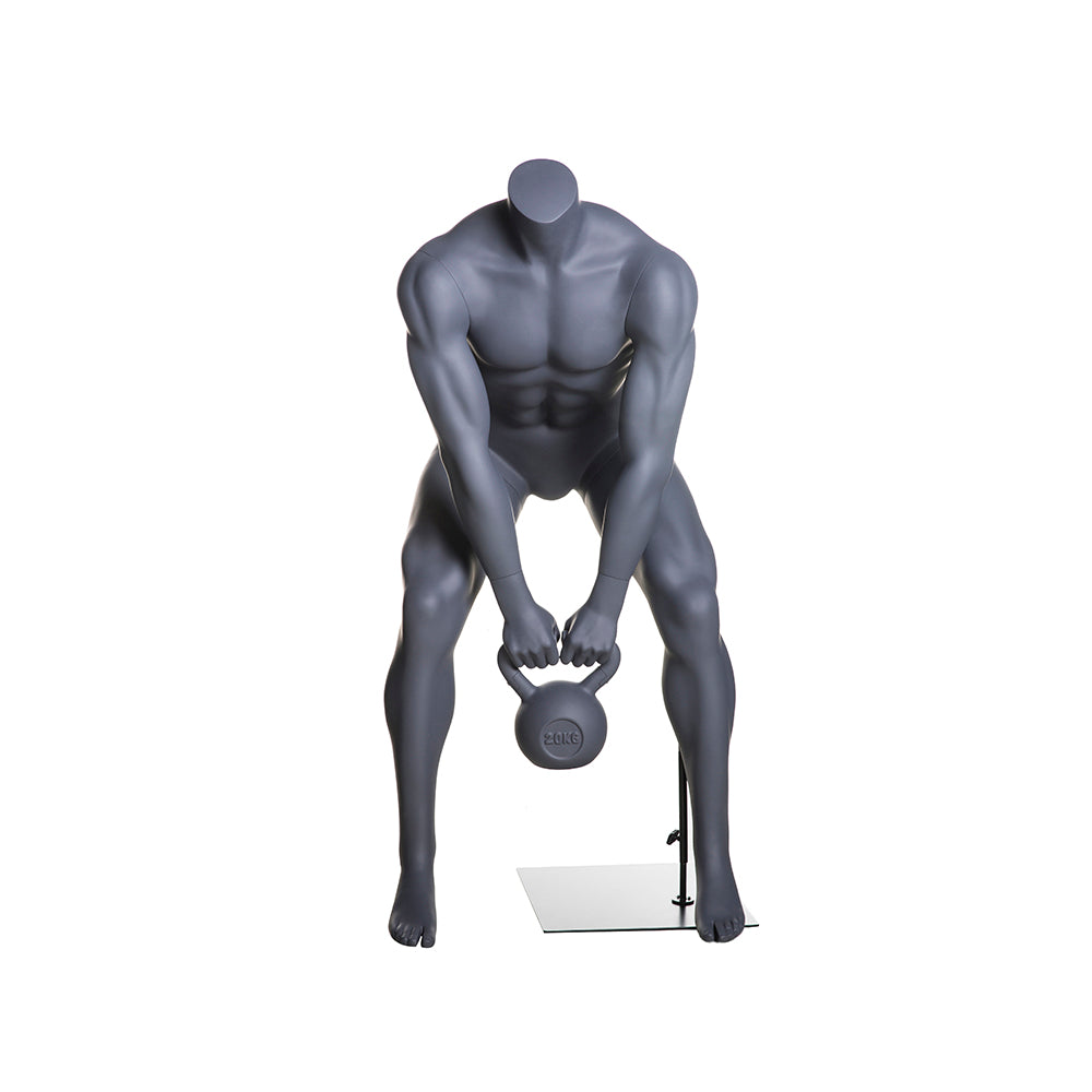 Athletic Egghead Male Mannequin Lifting Kettlebell