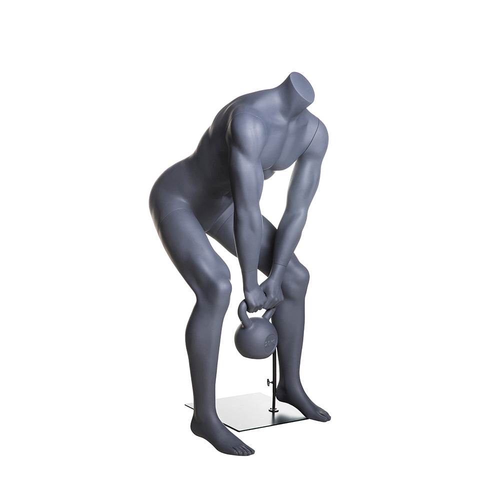 Athletic Egghead Male Mannequin Lifting Kettlebell