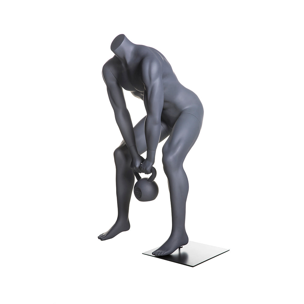 Athletic Egghead Male Mannequin Lifting Kettlebell