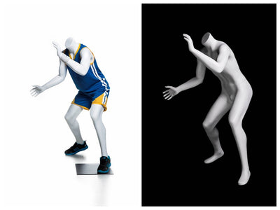 Basketball-posing Headless Male Youth Mannequin 1: Matte White
