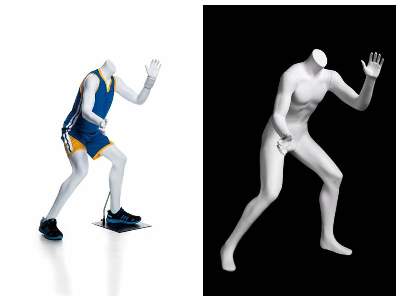 Basketball-posing Headless Male Youth Mannequin 1: Matte White