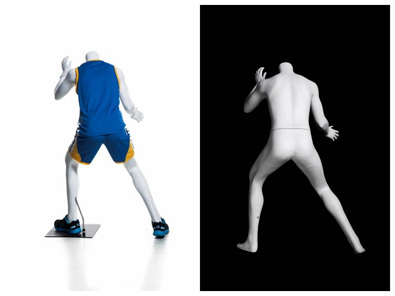 Basketball-posing Headless Male Youth Mannequin 1: Matte White