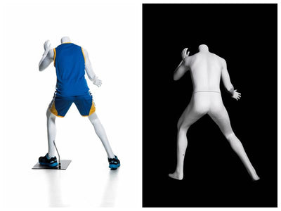 Basketball-posing Headless Male Youth Mannequin 1: Matte White