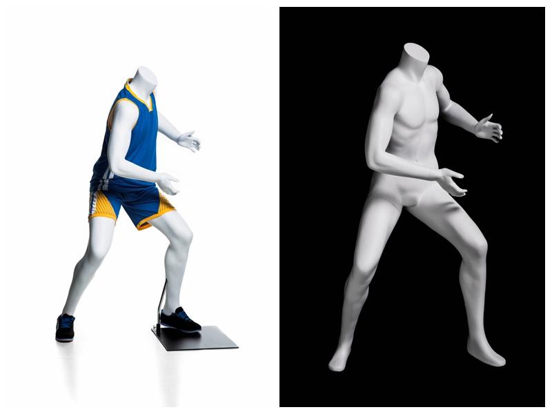 Basketball-posing Headless Male Youth Mannequin 2: Matte White