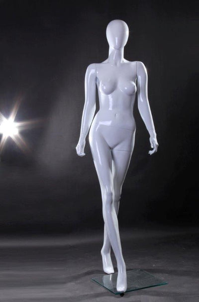 Chloe 7: Female Egghead Mannequin: Glossy White
