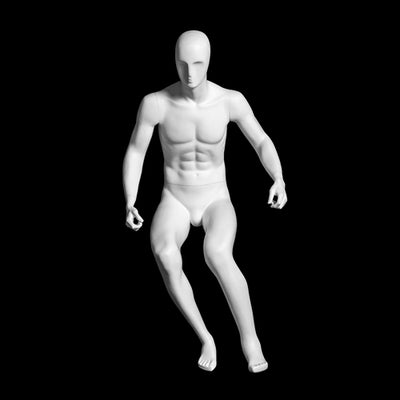 Skiing Egghead Male Mannequin: Glossy White