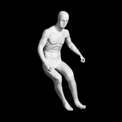 Skiing Egghead Male Mannequin: Glossy White